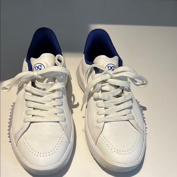 G/FORE White and Blue GOLF Shoes with Retro Court Style - Picture 1 of 5